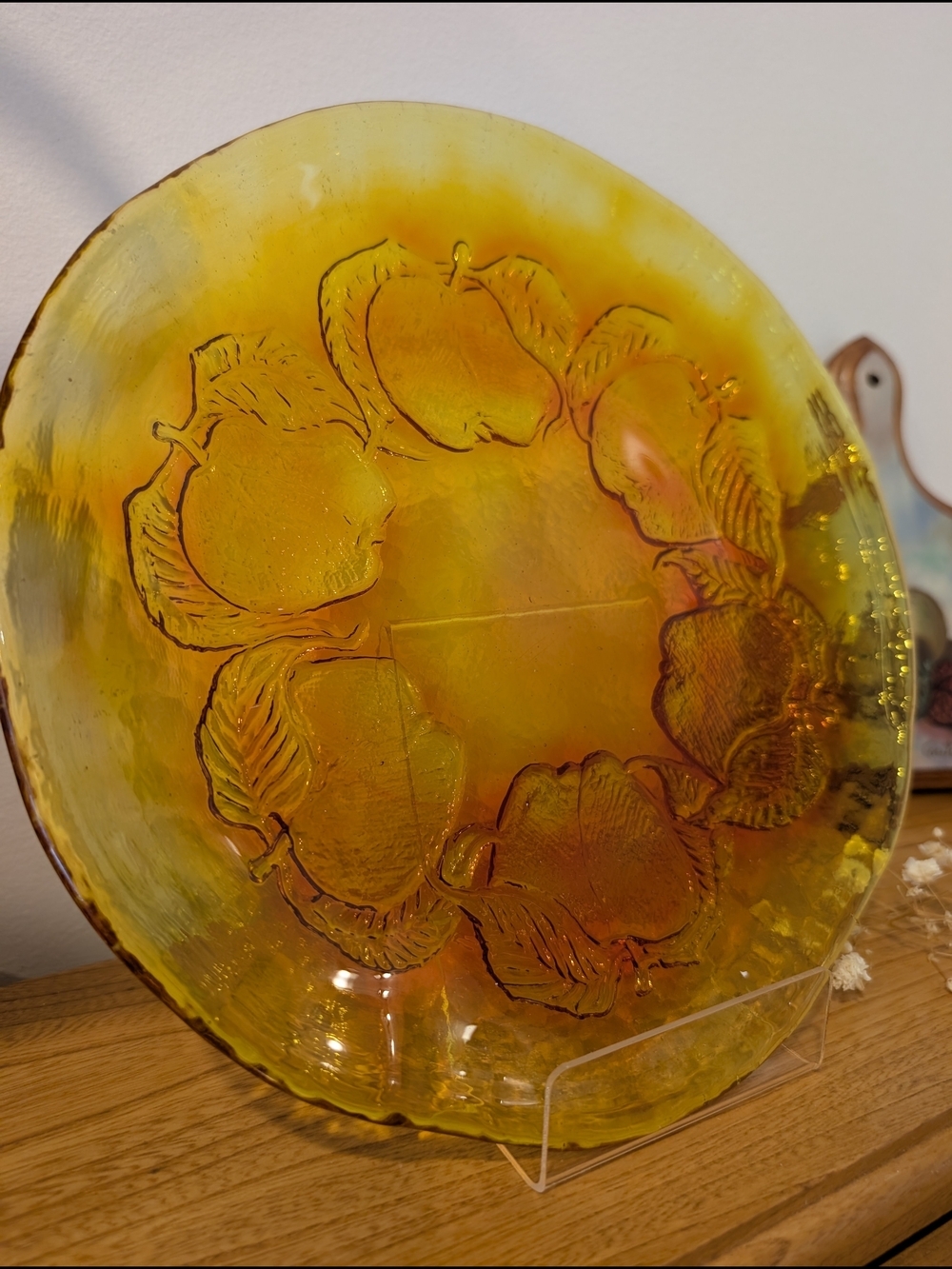 Amber Glass Floral Charger Plate - Picture 3 of 7